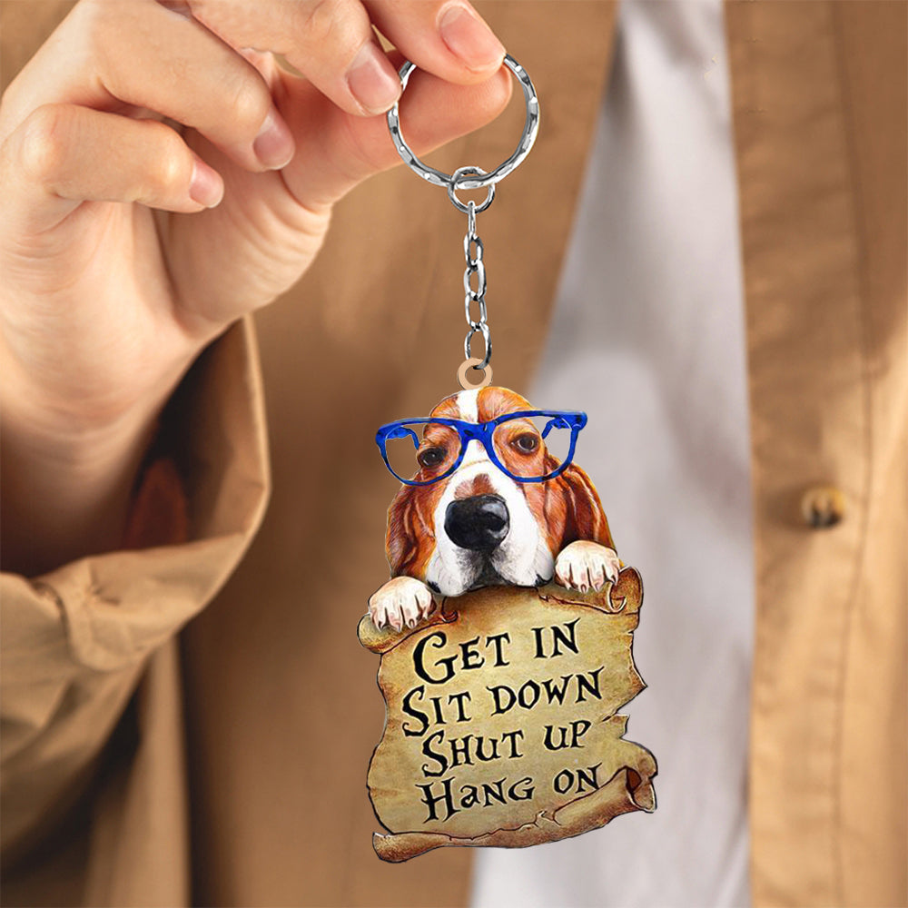 Basset hound get in Basset hound love Keychain