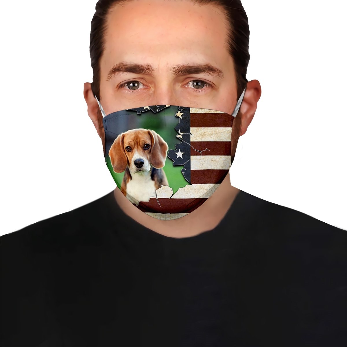 Beagle Dog With American Flag EZ08 1006 Face Mask
