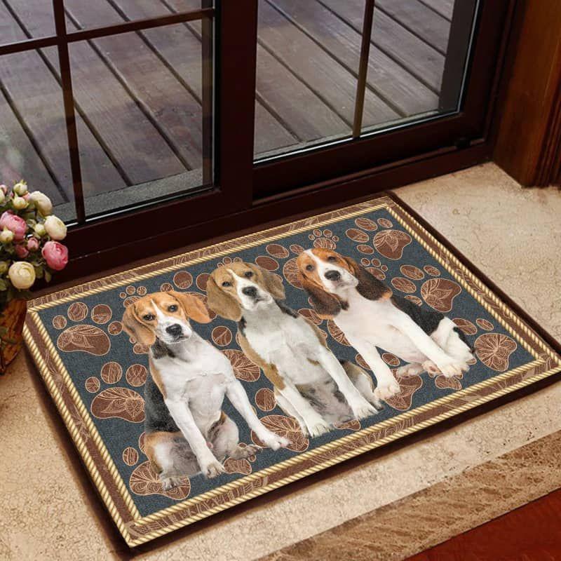 Beagle-Flower Paw Doormat