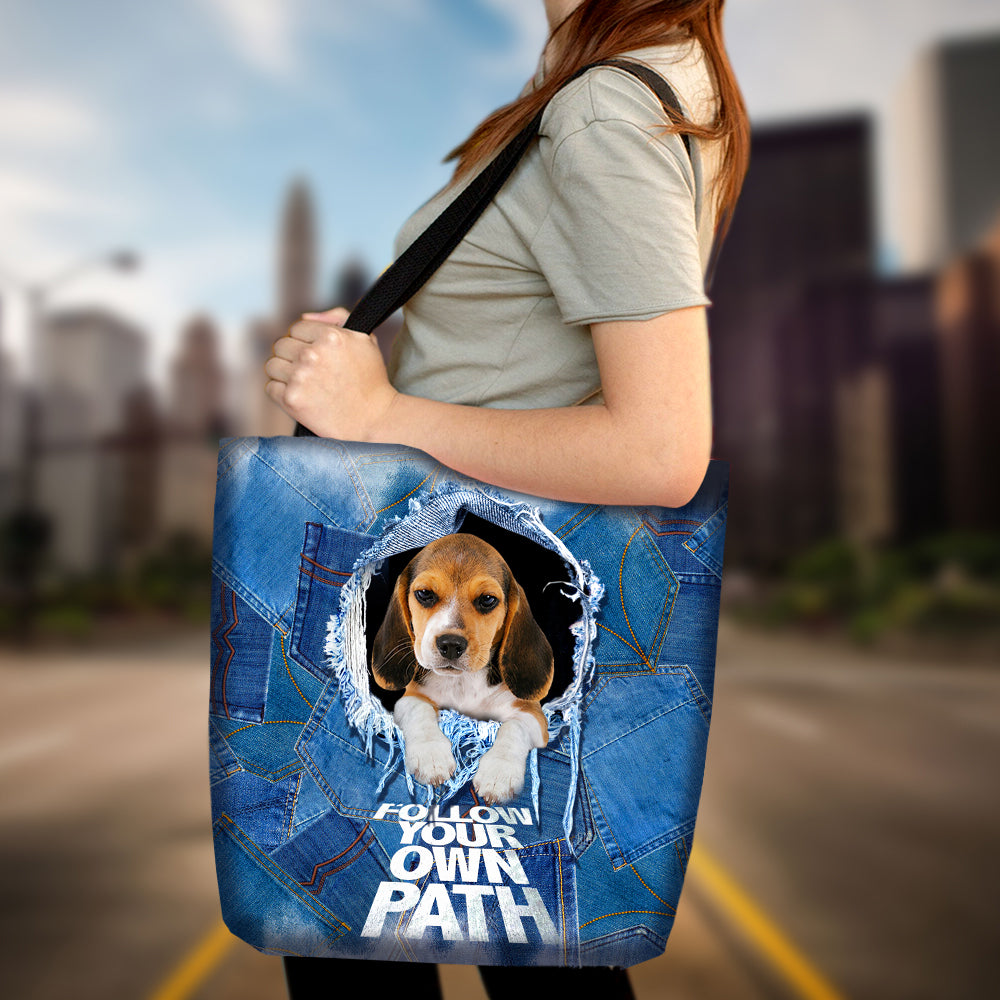 Beagle -Follow Your Own Path-Cloth Tote Bag