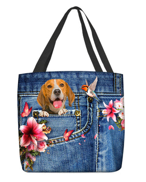 Beagle-Lily Cloth Tote Bag