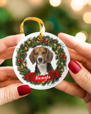 Beagle-Noel Circle-Two Sided Ornament