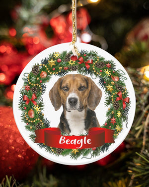 Beagle-Noel Circle-Two Sided Ornament