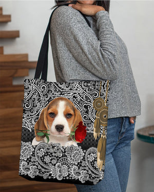 Beagle-Rose Cloth Tote Bag