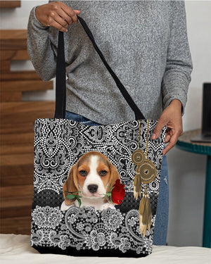 Beagle-Rose Cloth Tote Bag