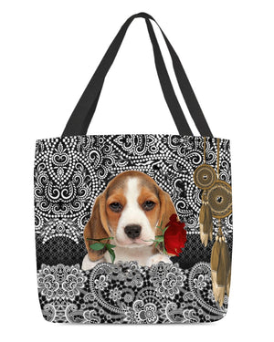 Beagle-Rose Cloth Tote Bag