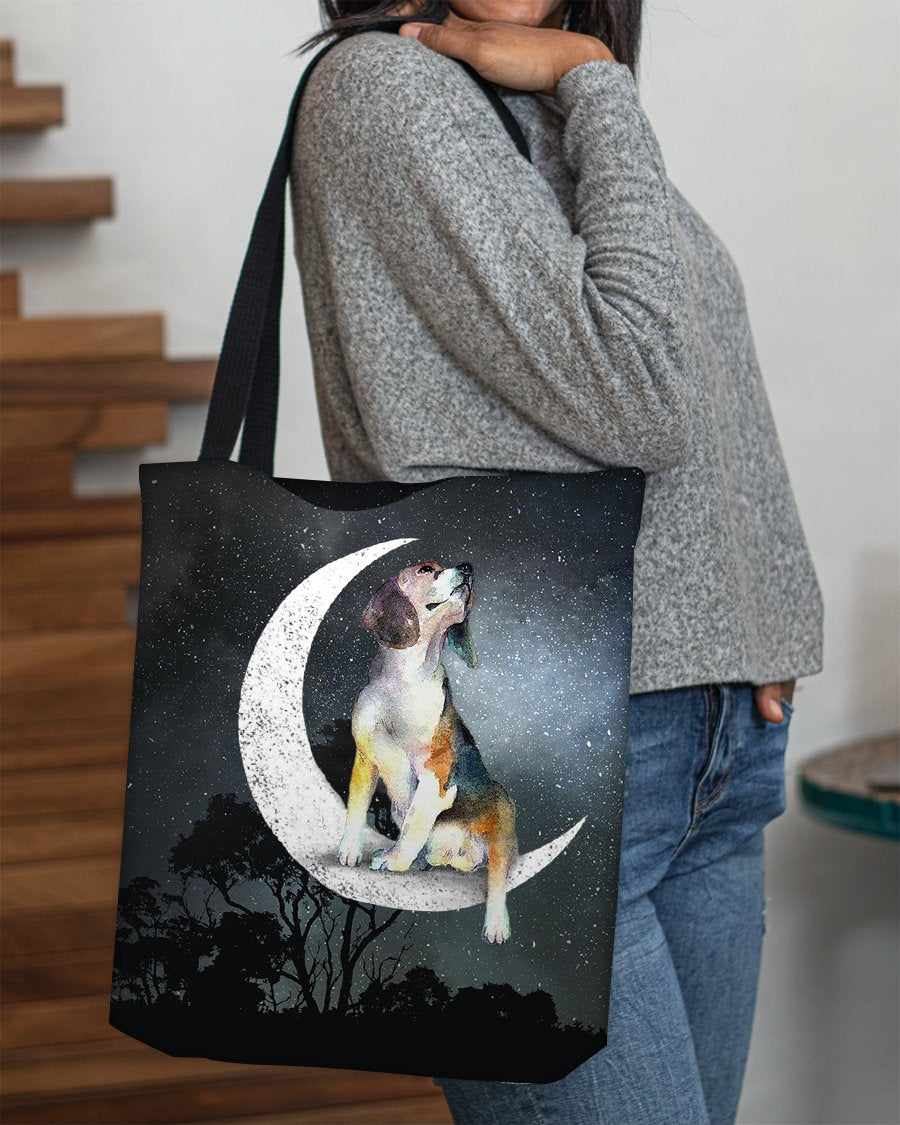 Beagle-Sit On The Moon-Cloth Tote Bag