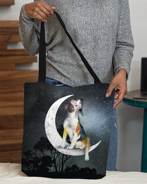 Beagle-Sit On The Moon-Cloth Tote Bag