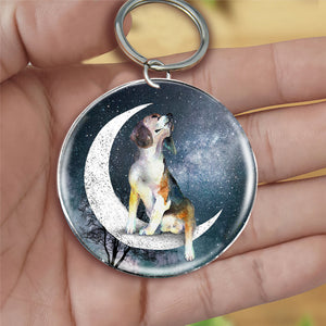 Beagle-Stars and Moon-Round Resin Epoxy Metal Keychain