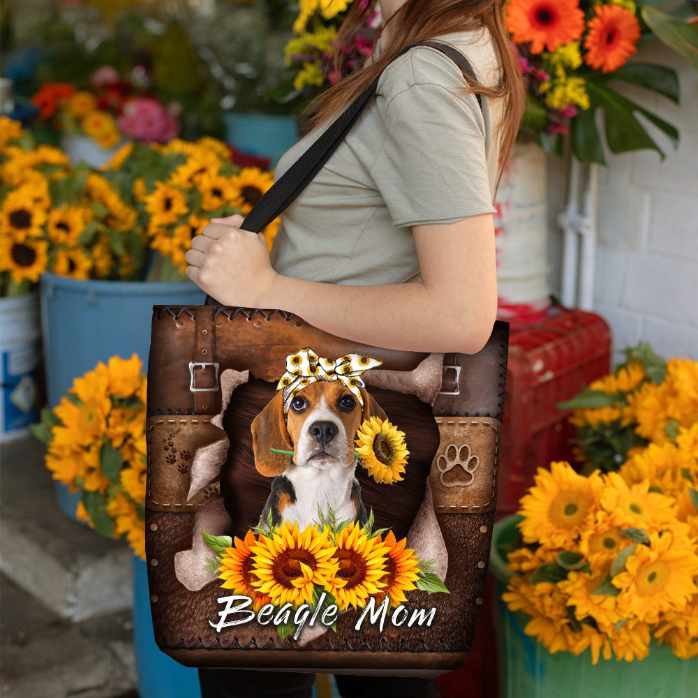 Beagle-Sunflower&Dog Mom Cloth Tote Bag