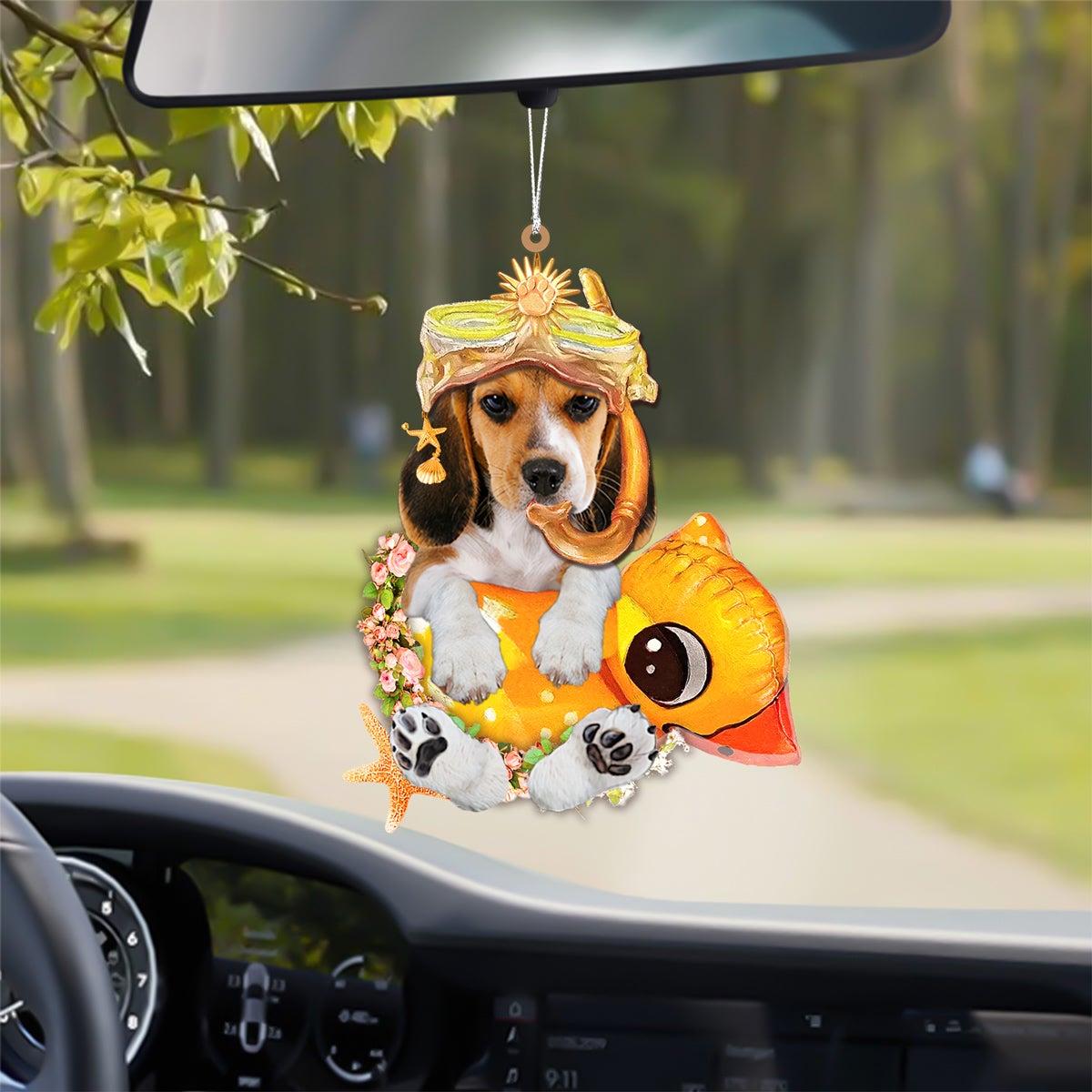 Beagle-Swimming Laps Two Sides Ornament