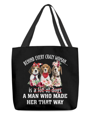 Beagle 1-Crazy Woman Cloth Tote Bag