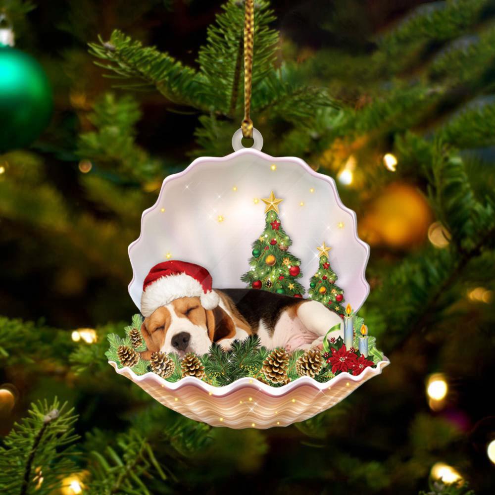 Beagle 2 Lie In Seashell Xmas-Two Sided Ornament