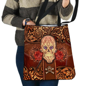 Beagle 2 Skull Flower Cloth Tote Bag