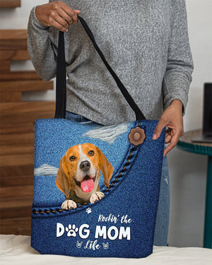 Beagle-Dog Mom Life-Cloth Tote Bag