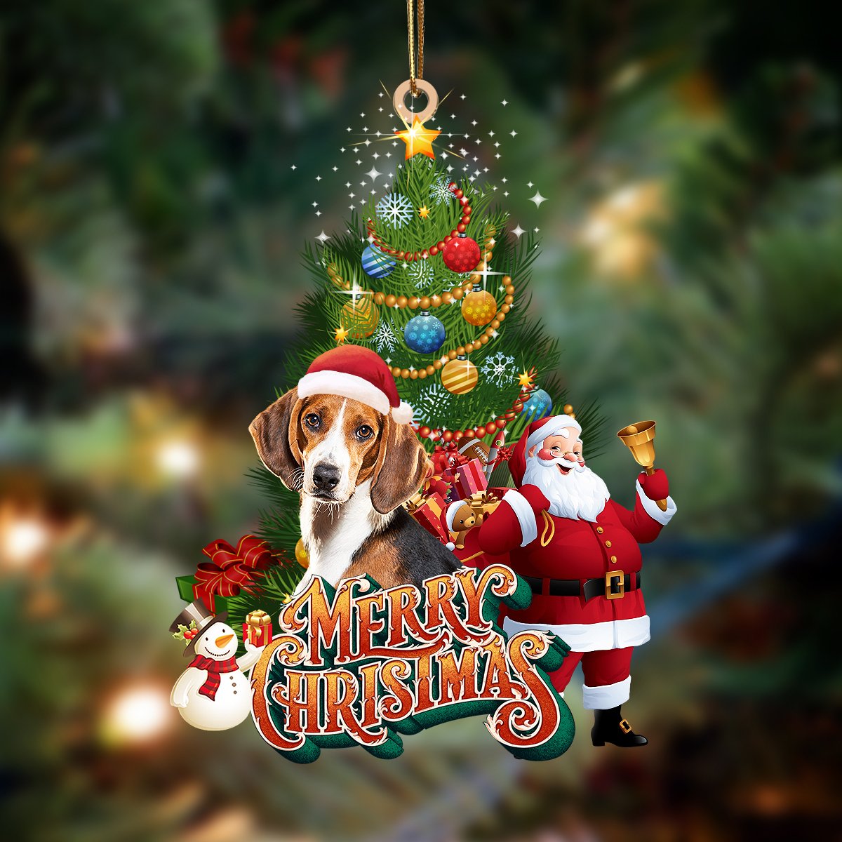 Beagle 3-Christmas Tree&Dog Hanging Ornament