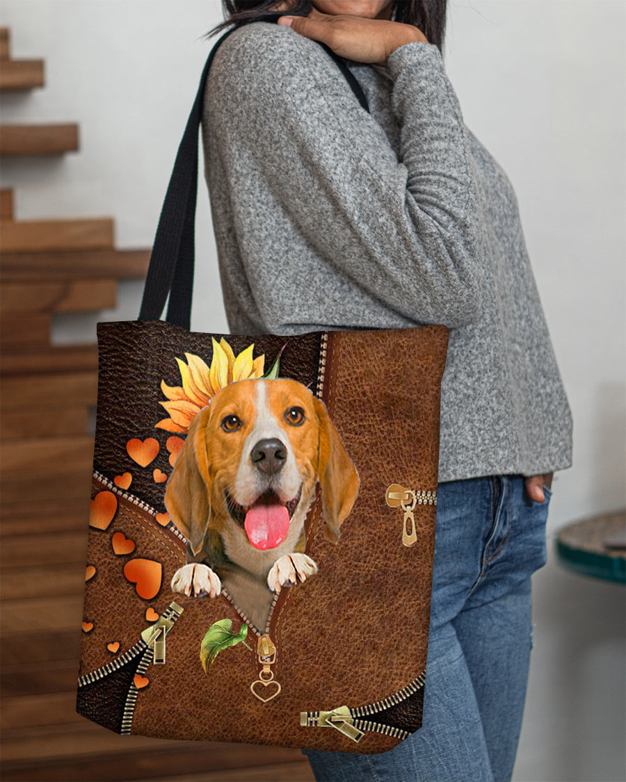 Beagle-Sunflower&zipper Cloth Tote Bag