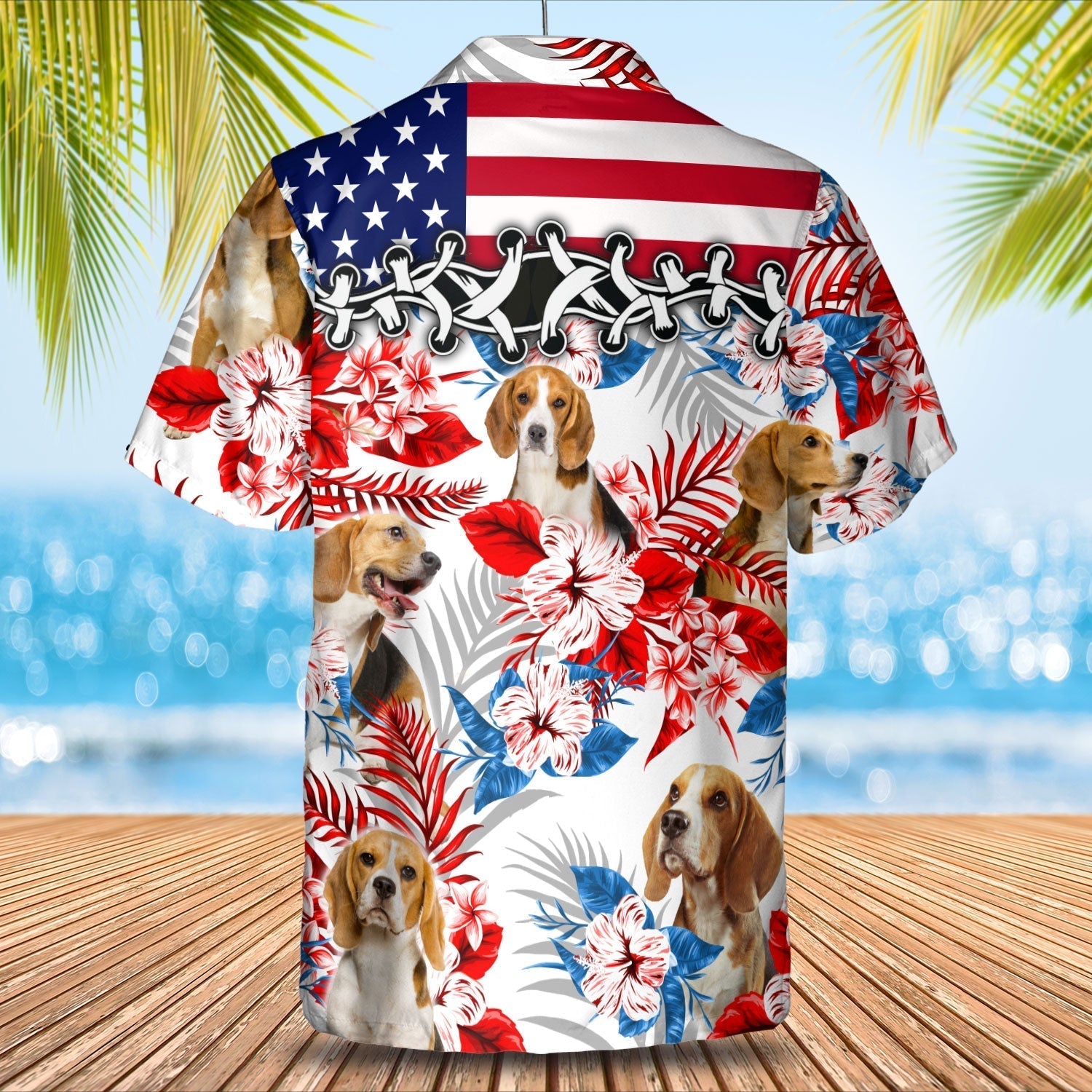 Beagle American Flag Hawaiian Shirt