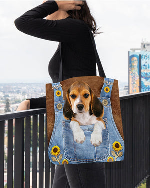 Beagle And Sunflower-Cloth Tote Bag