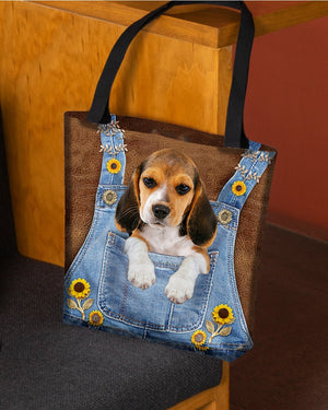 Beagle And Sunflower-Cloth Tote Bag