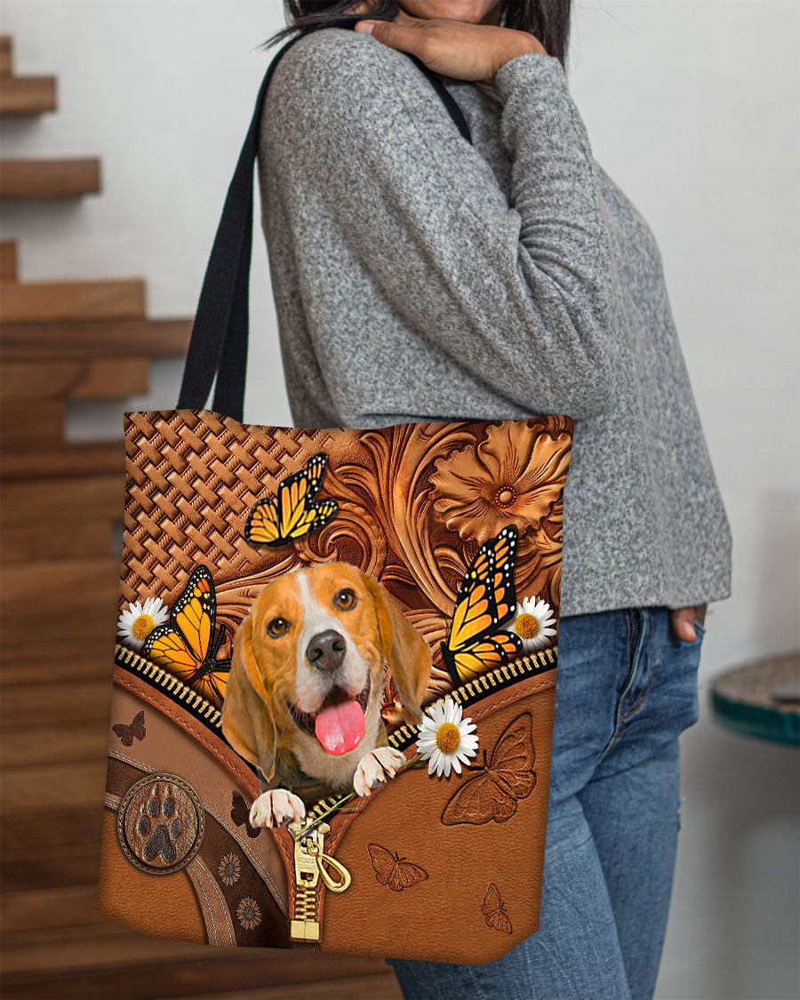 Beagle Butterfly Daisy Cloth Tote Bag