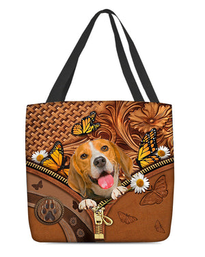 Beagle Butterfly Daisy Cloth Tote Bag