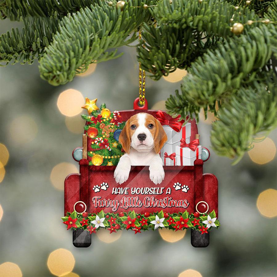 Beagle Sit On A Truck-Two Sided Ornament