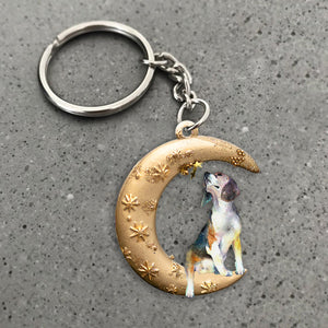 Beagle-Dog & Moon Flat Acrylic Keychain