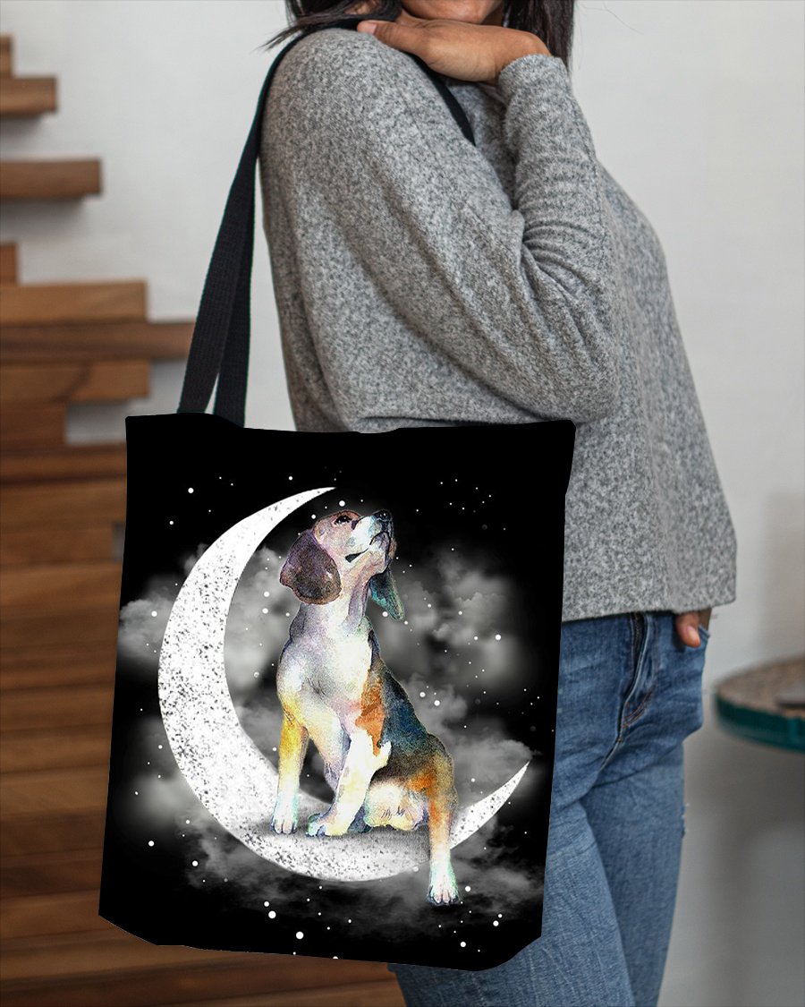 Beagle Sit On The Moon With Starts-Cloth Tote Bag