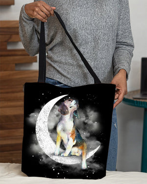 Beagle Sit On The Moon With Starts-Cloth Tote Bag