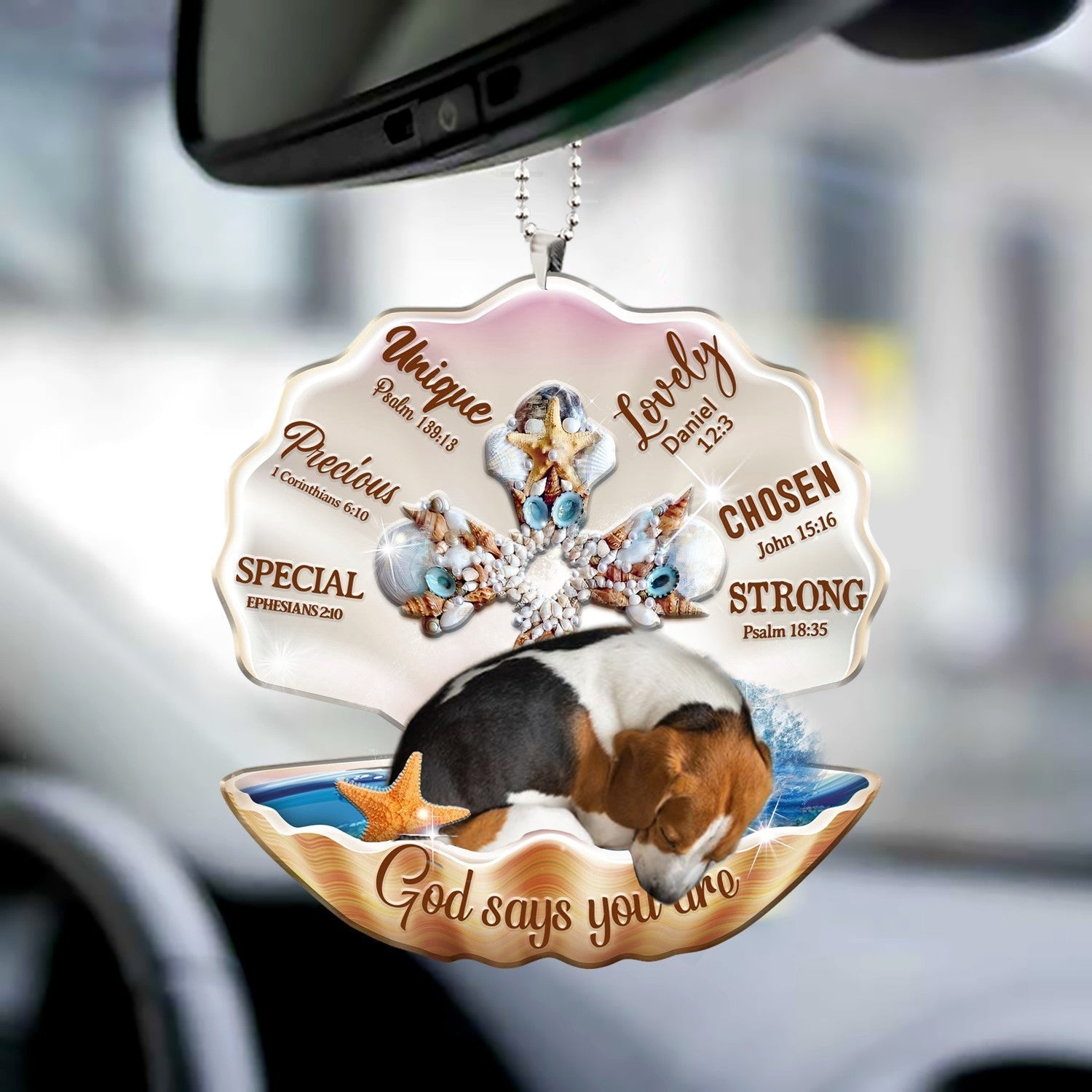 Beagle-You Are Cross In Seashell-Two sides ornament