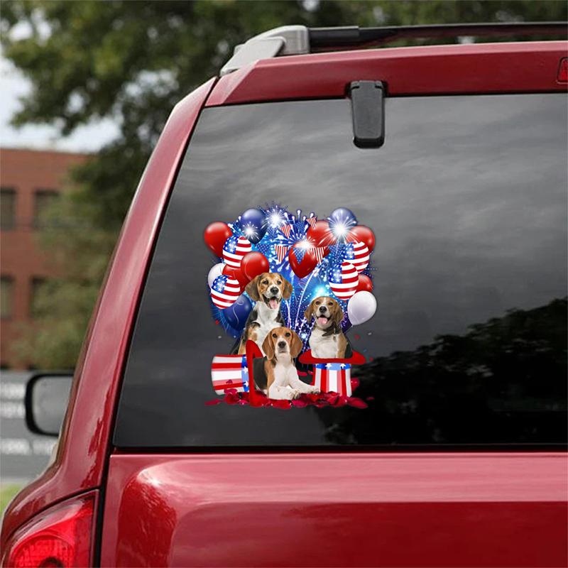 Beagle - Fireworks Celebration Car Sticker