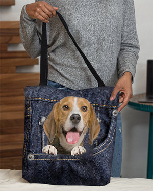 Beagle-Dark Denim-Cloth Tote Bag