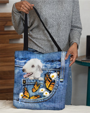 Bedlington-terrier-Butterfly Daisies Fait-CLOTH TOTE BAG