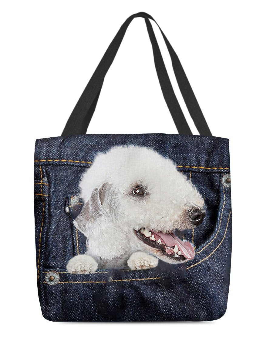 Bedlington Terrier-Dark Denim-Cloth Tote Bag