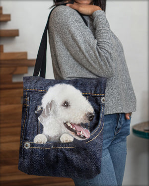 Bedlington Terrier-Dark Denim-Cloth Tote Bag