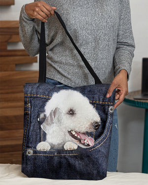 Bedlington Terrier-Dark Denim-Cloth Tote Bag