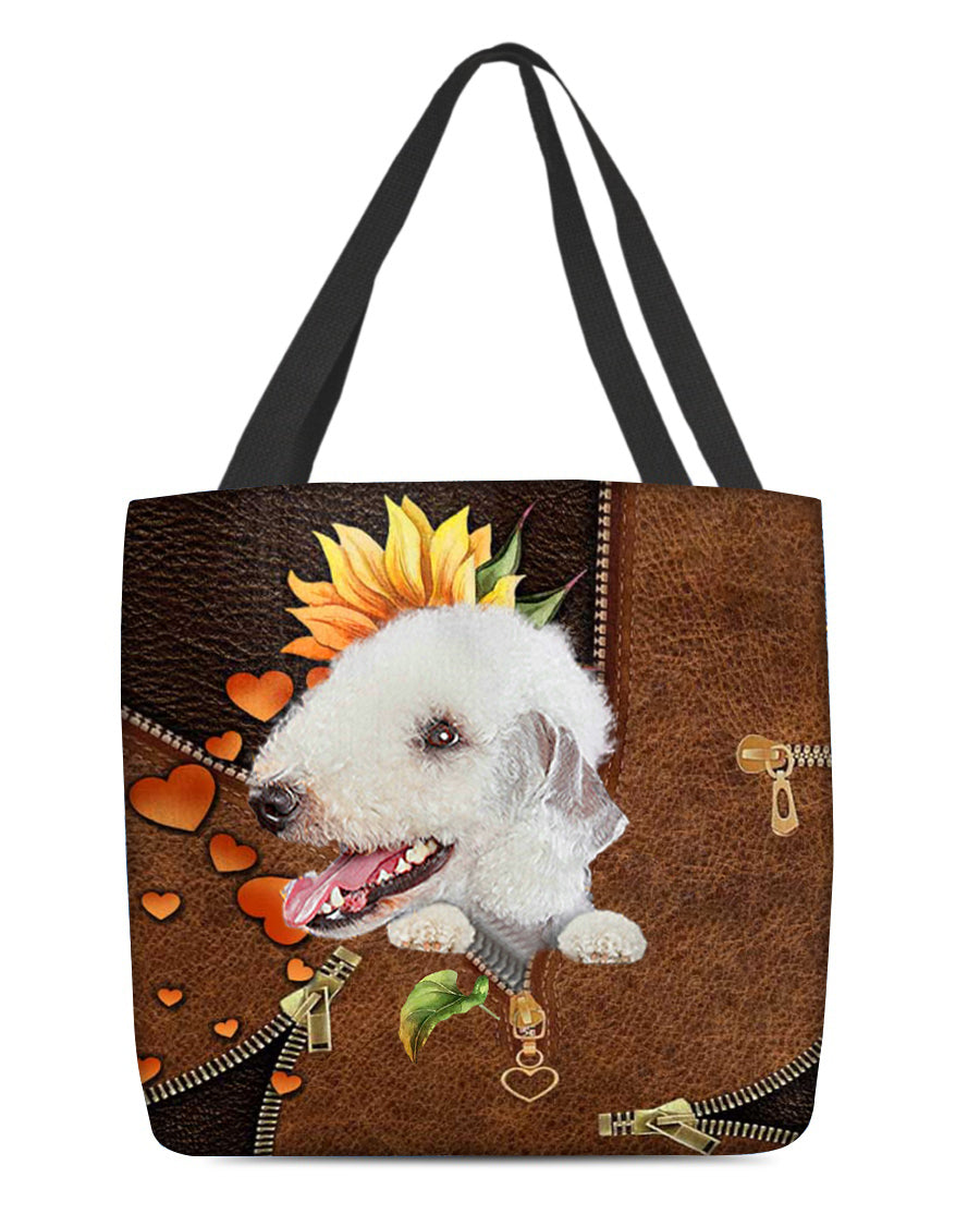 Bedlington terrier-Sunflower&zipper Cloth Tote Bag