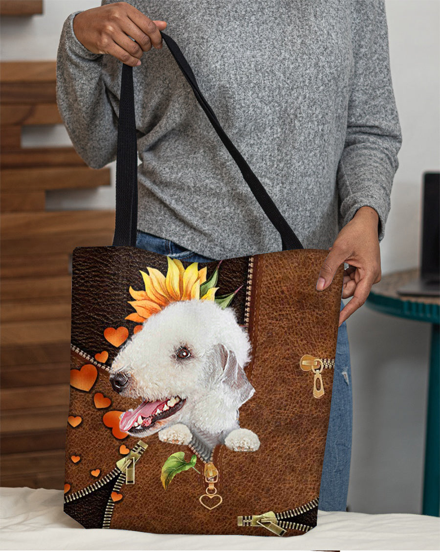 Bedlington terrier-Sunflower&zipper Cloth Tote Bag