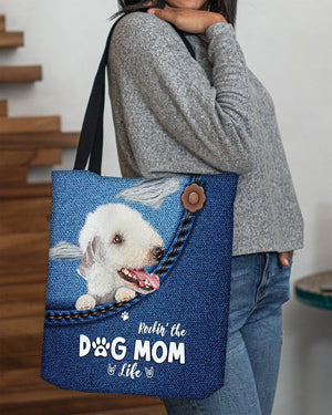 Bedlington terrier-Dog Mom Life-Cloth Tote Bag