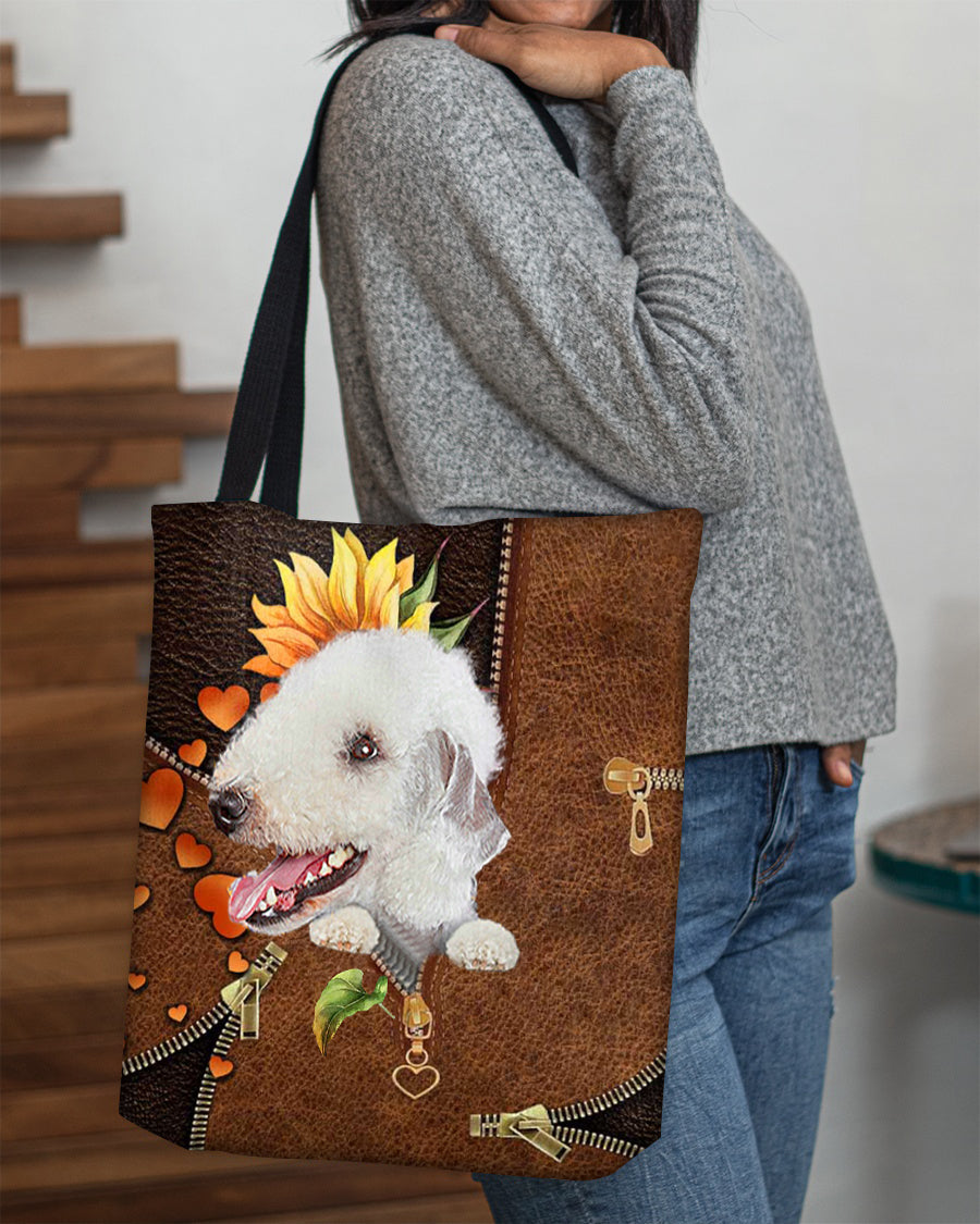 Bedlington terrier-Sunflower&zipper Cloth Tote Bag