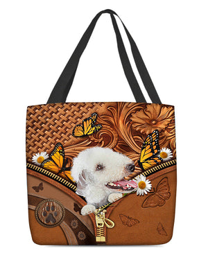 Bedlington terrier Butterfly Daisy Cloth Tote Bag