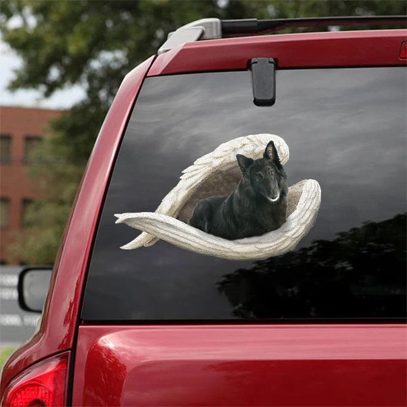 Belgian Sheepdog-sleeping angel CAR STICKER