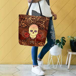 Bernard Dog Skull Flower Cloth Tote Bag