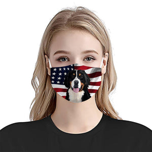 Bernese Mountain American Flag EZ07 1504 Face Mask