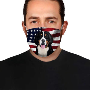 Bernese Mountain American Flag EZ07 1504 Face Mask