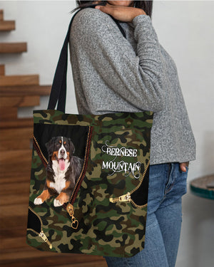 Bernese-Mountain-Dog Camo Cloth Tote Bag