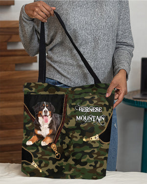 Bernese-Mountain-Dog Camo Cloth Tote Bag