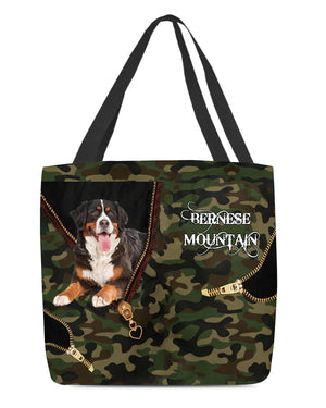 Bernese-Mountain-Dog Camo Cloth Tote Bag