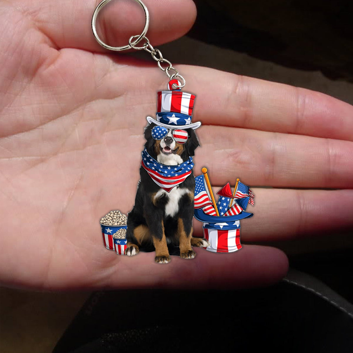 Bernese Mountain-July Stuff Flat Acrylic Keychain